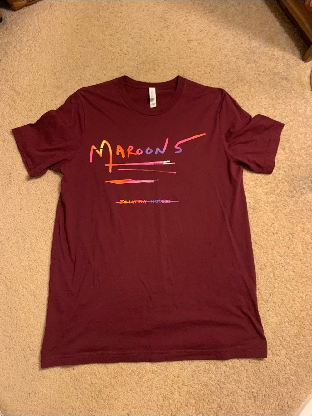 Bella Canvas Maroon Short Sleeve Tee with Neon Script